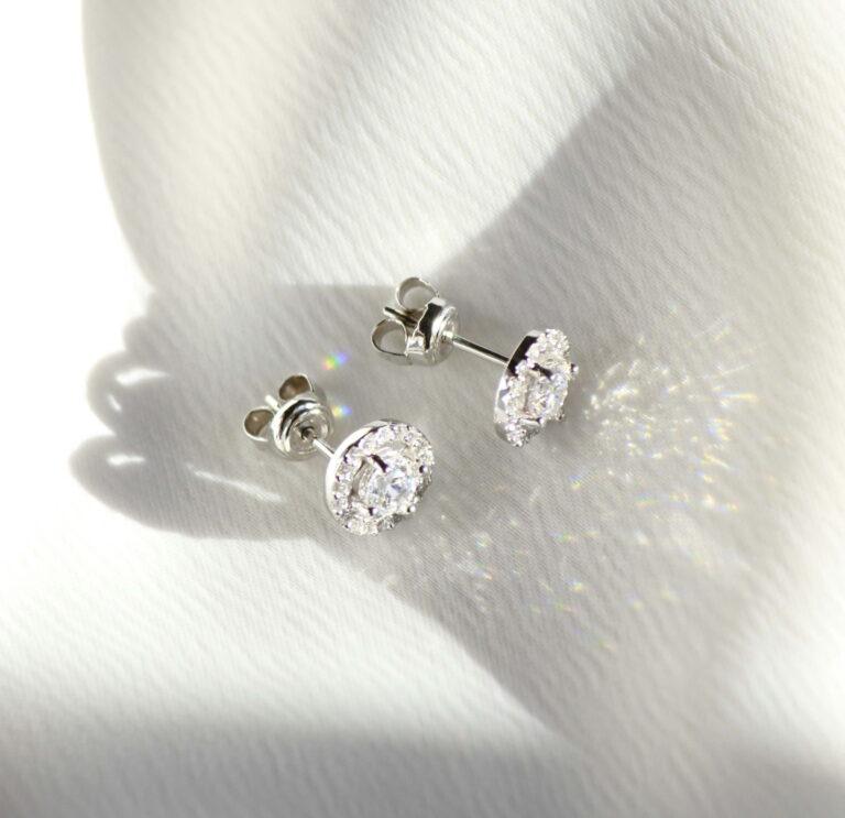 Diamond halo earrings Dubai