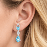 Aquamarine Earrings with diamonds
