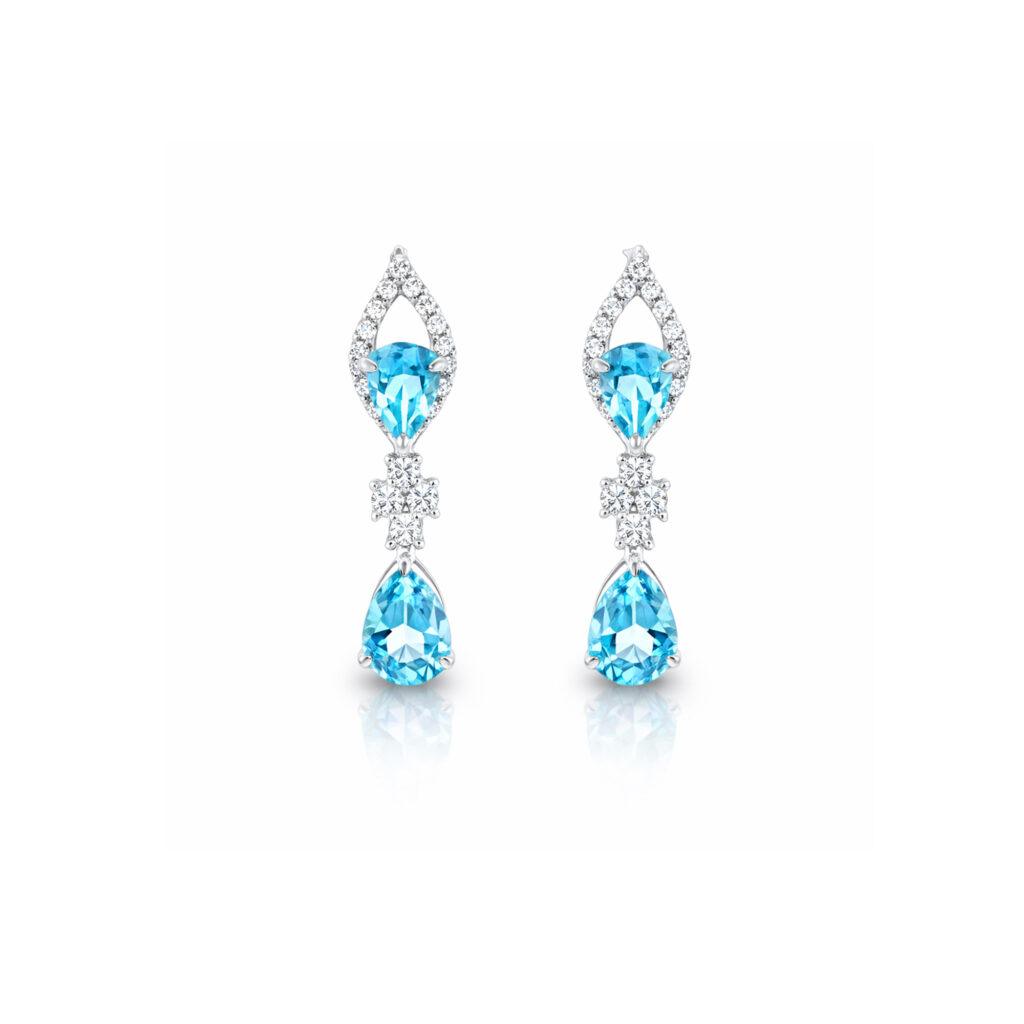 Aquamarine Earrings with diamonds Dubai