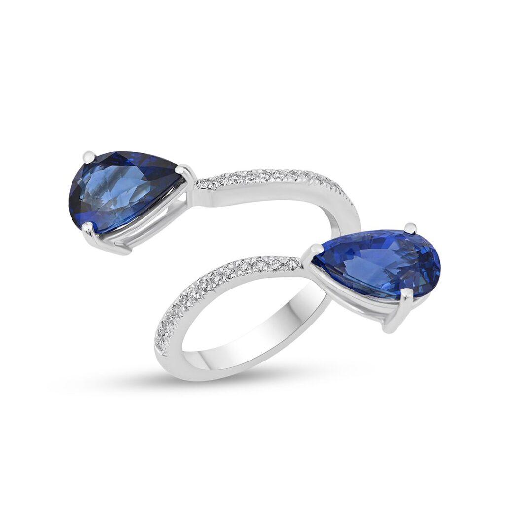 Sapphire Azure Teardrop Ring Dubai