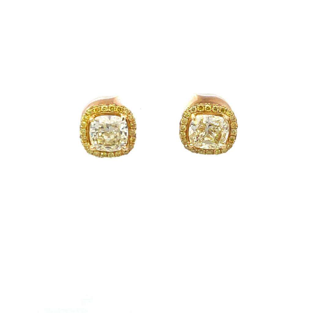 Fancy yellow cushion studs Dubai
