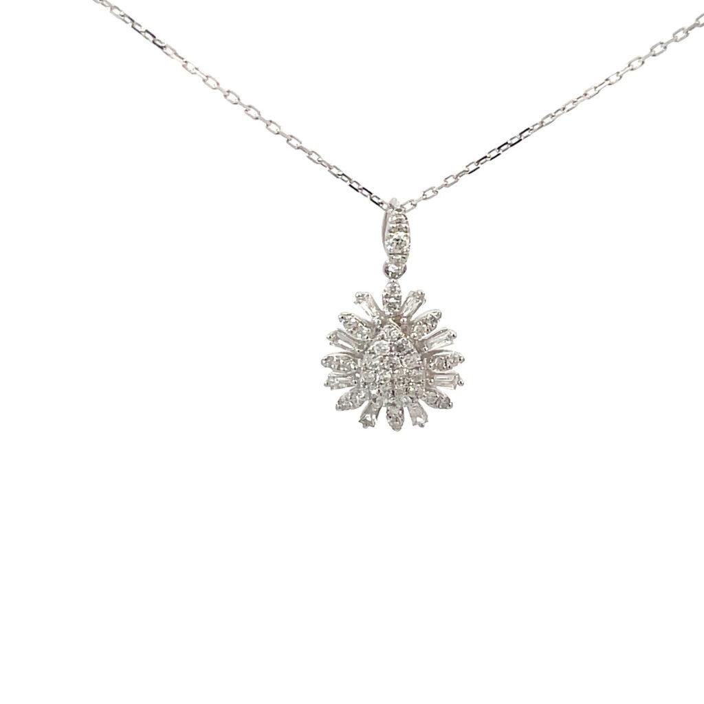 Baguette and round shape diamond pendant Dubai