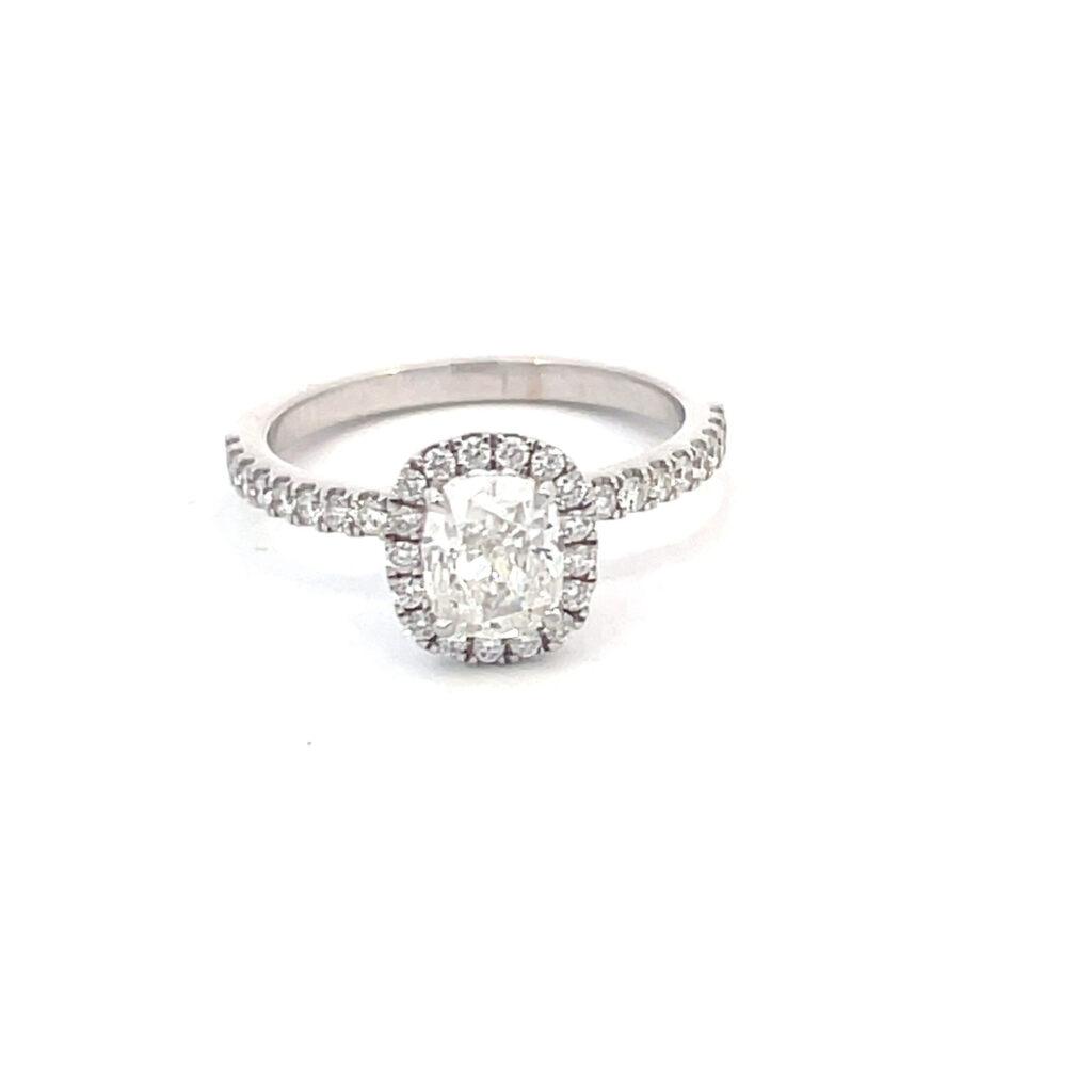 Cushion cut diamond ring with halo Dubai