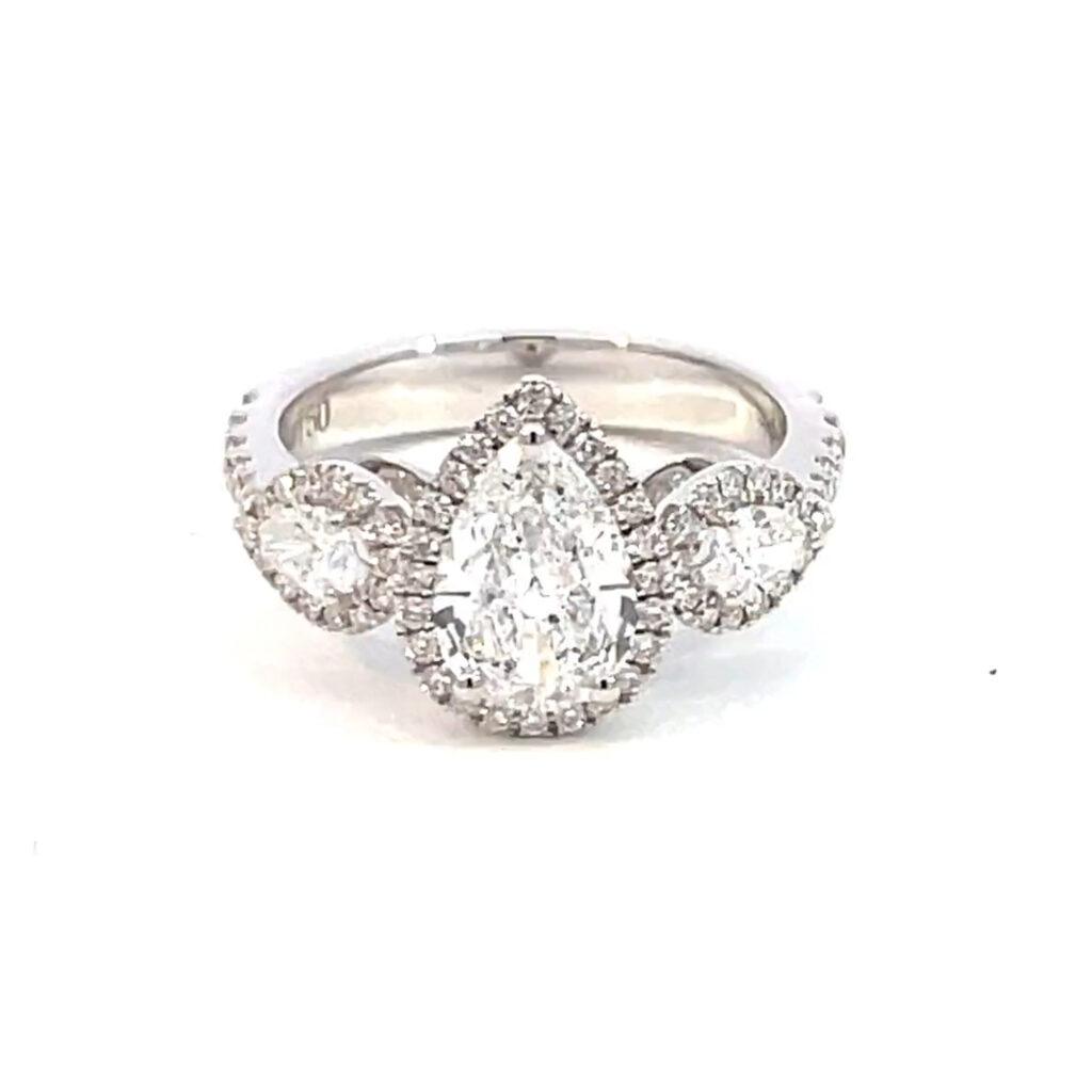 Pear shape diamond ring with halo Dubai