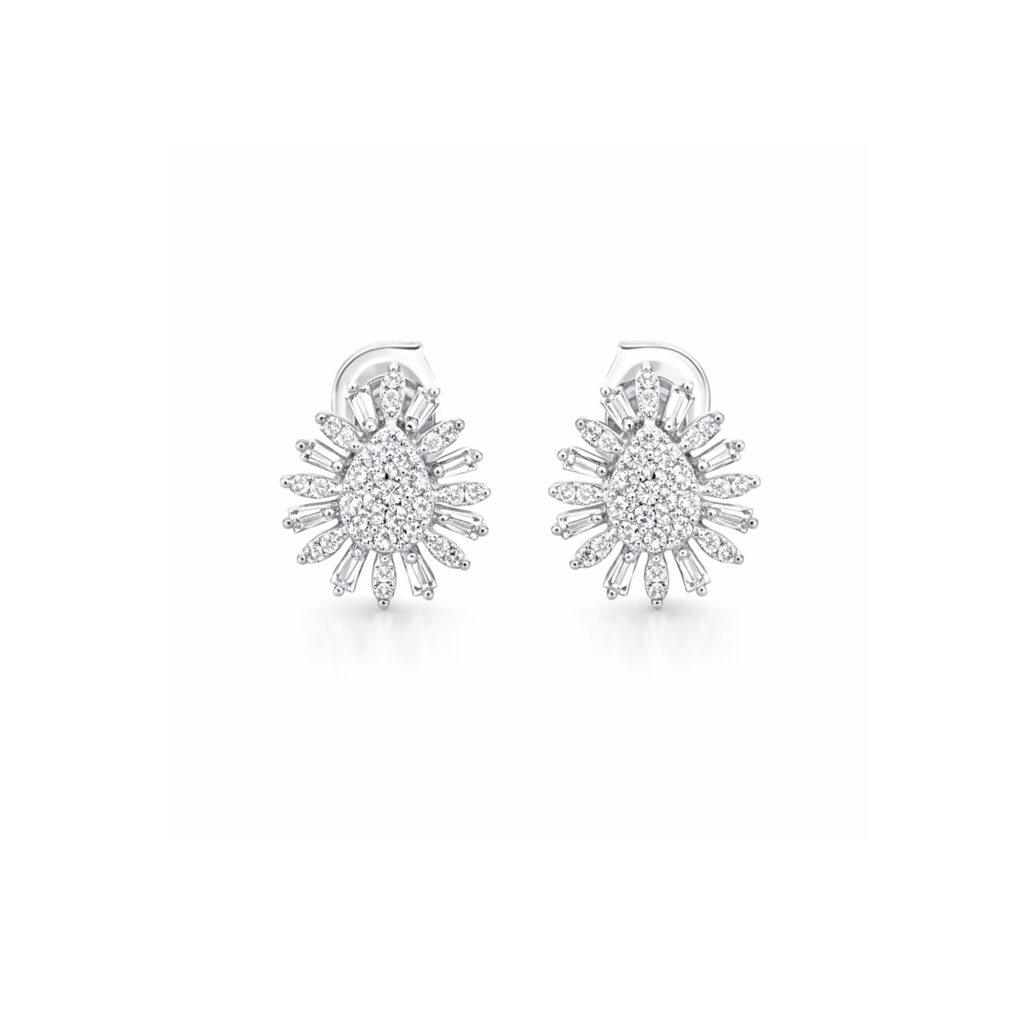 Baguette diamond floral earrings Dubai