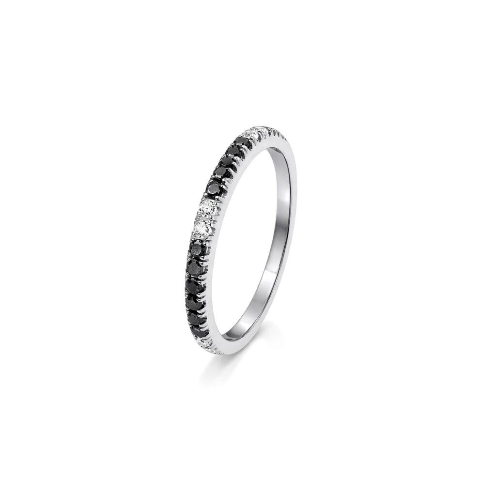 Black and white diamond ring