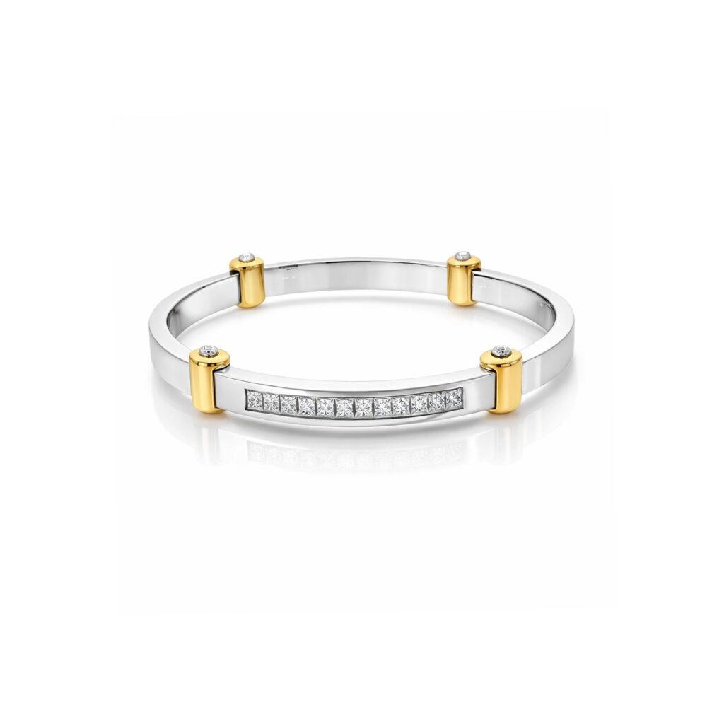 Channel set men's diamond bangle
