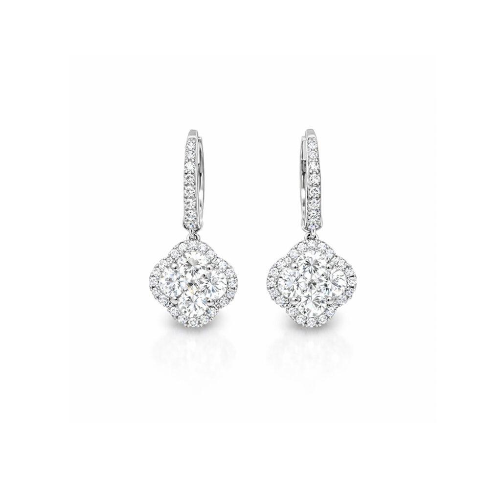 Clover shape diamond earrings