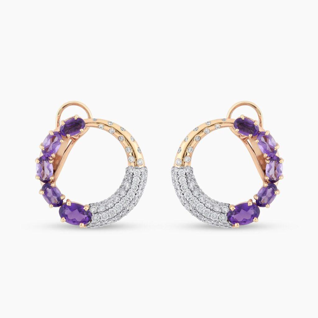 Amethyst Earrings with Diamonds Dubai