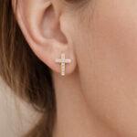 Cross diamond earrings