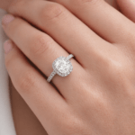 Cushion cut diamond ring with halo Dubai