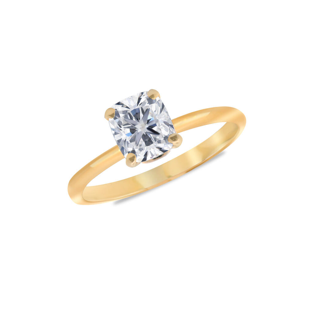 Cushion shape solitaire diamond ring