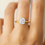Cushion shape solitaire diamond ring Dubai