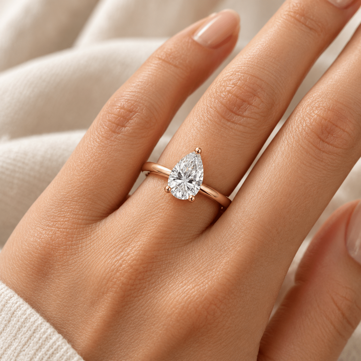 Custom Pear shape Diamond ring Dubai