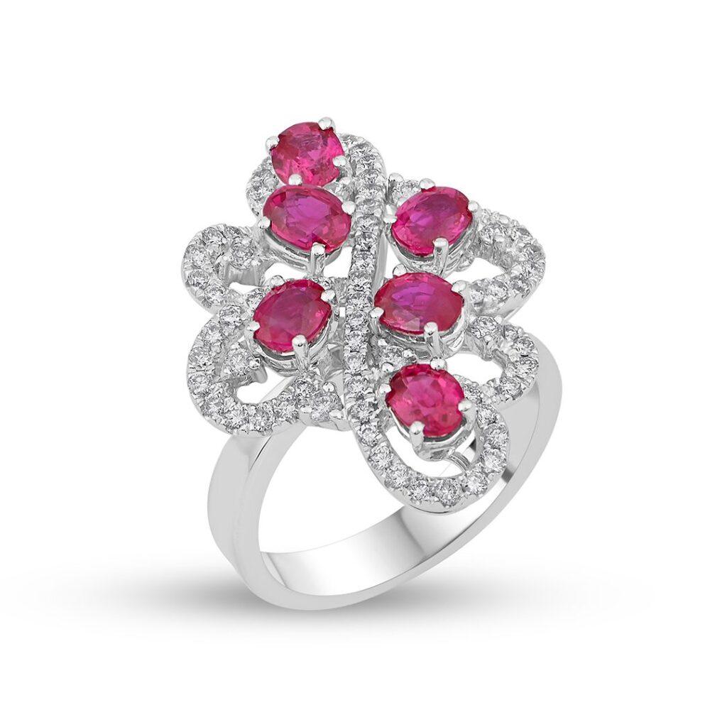 Diamond and ruby floral ring Dubai