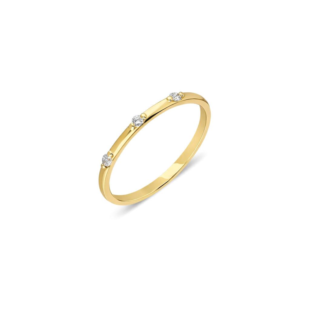 Dainty Half Gold & Diamond Ring