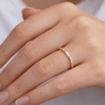 Dainty Half Gold & Diamond Ring Dubai