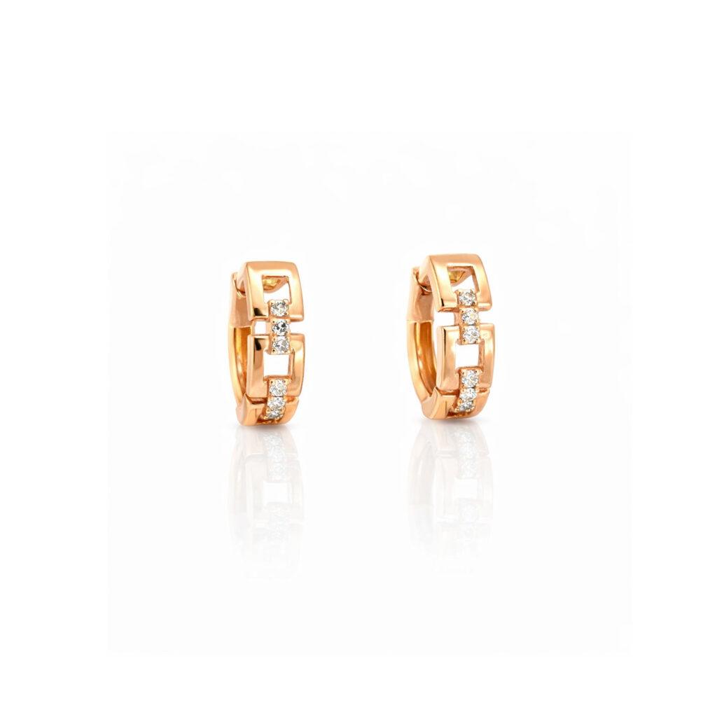 Diamond Hoop Earrings In Rose Gold setting