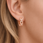 Diamond Hoop Earrings In Rose Gold setting Dubai