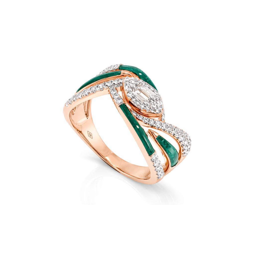 Diamond Ring with Green Ceramic