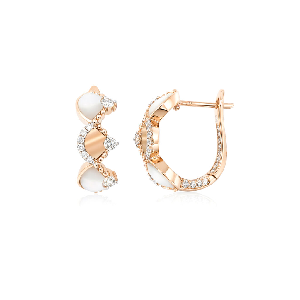 Diamond and Mother of Pearl Earrings Dubai