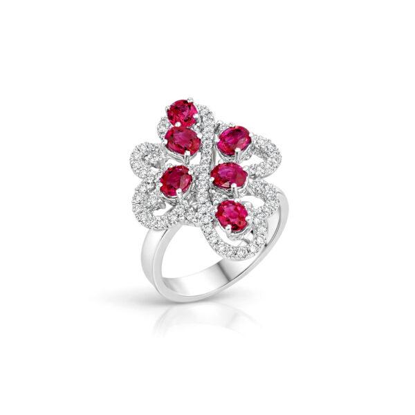 Diamond and ruby floral ring Dubai