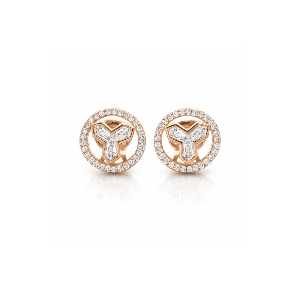 Earrings with Bullet shape Diamonds