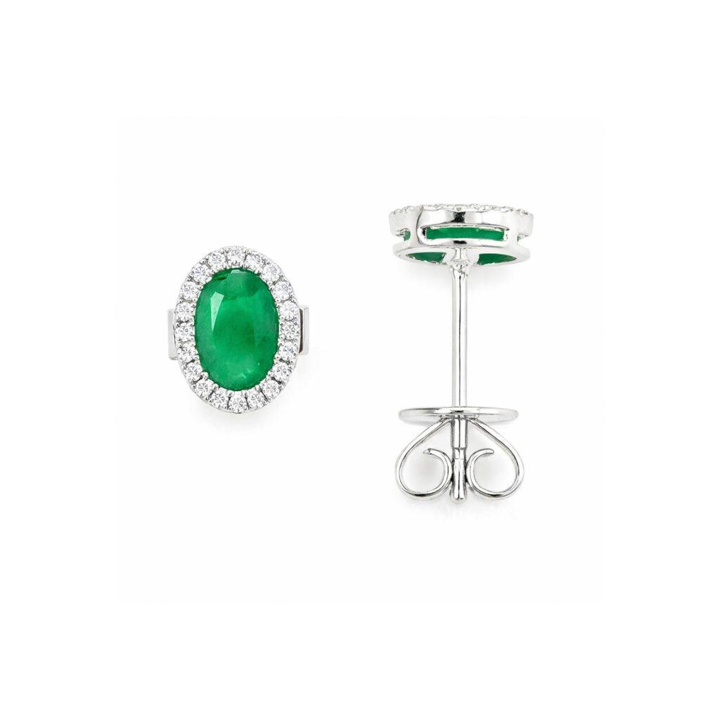 Emerald stud Earrings with diamonds Dubai
