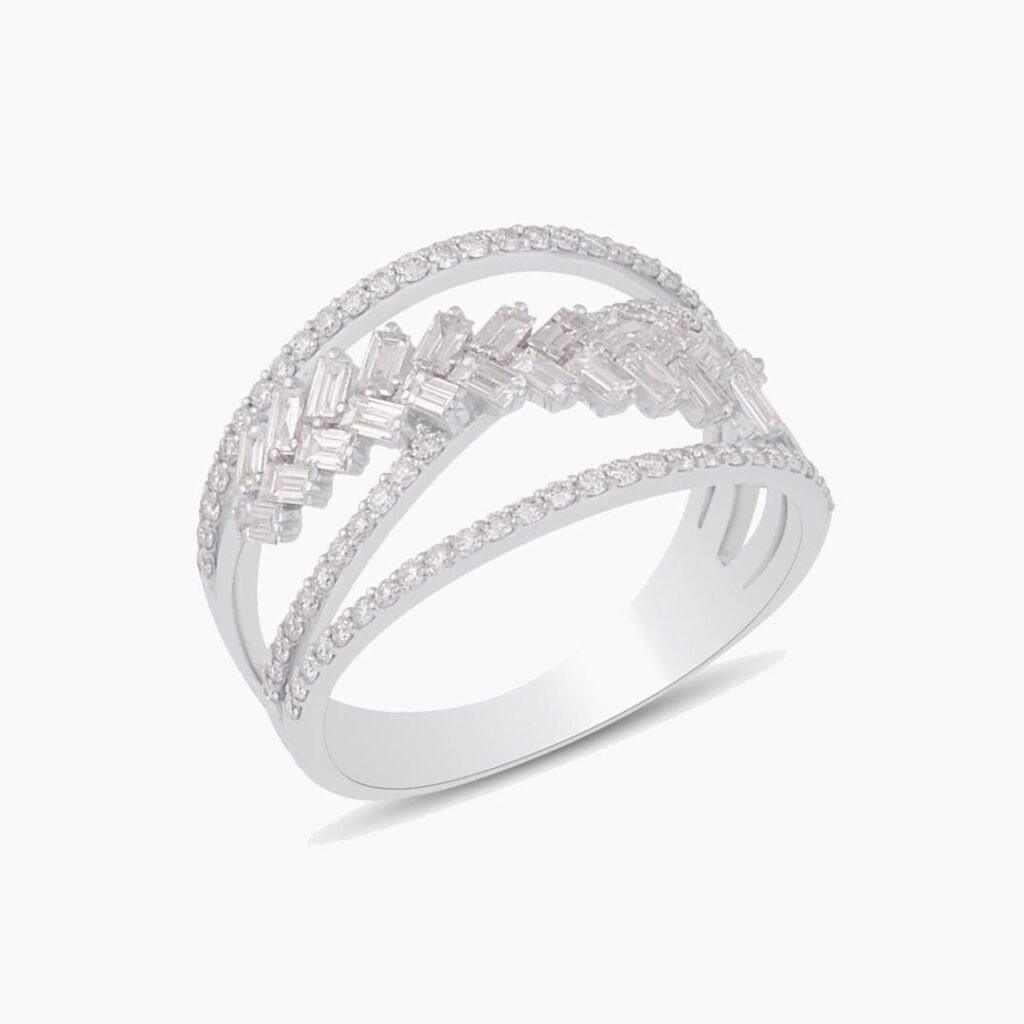 Round and Baguette Diamond Ring Dubai
