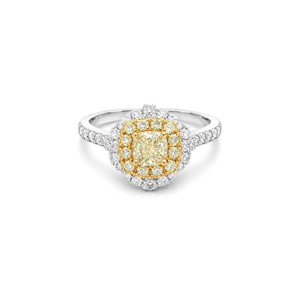 Fancy Yellow Cushion diamond ring