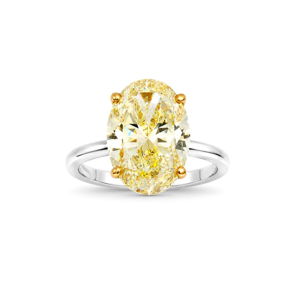 Fancy Yellow Oval shape Diamond Ring