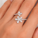 Flower shape illusion setting diamond ring Dubai
