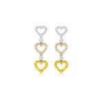 Heart shape Tricolor Earrings with Diamonds