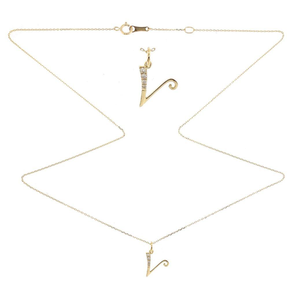 Letter V Diamond Pendant Dubai