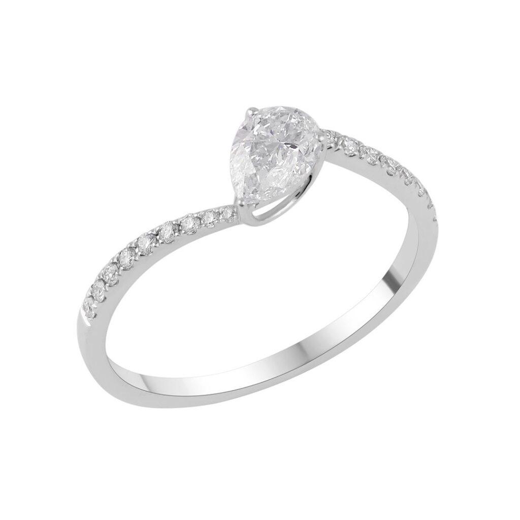Twisted pear diamond Ring Dubai