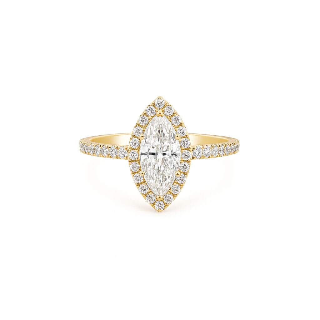 Marquise diamond ring with Halo