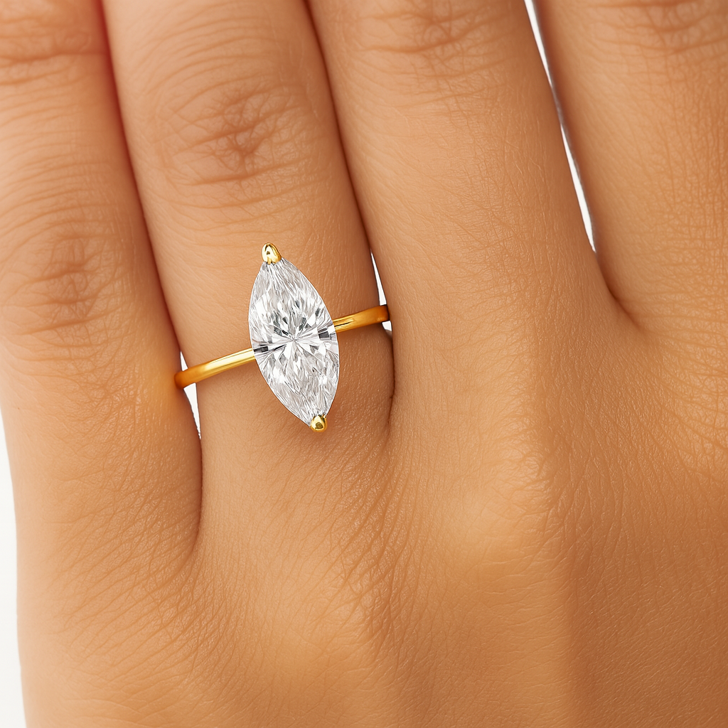 Marquise diamond solitaire ring Hand Marquise diamond solitaire ring UAE