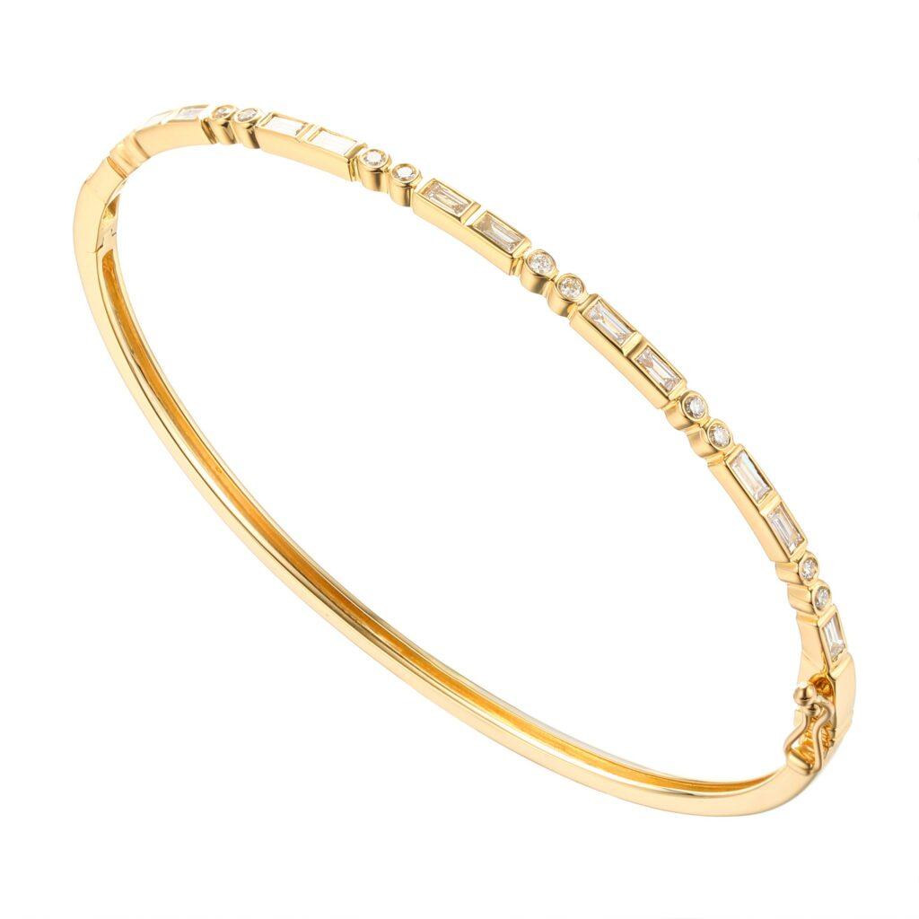 Round and baguette Diamond Bangle Dubai