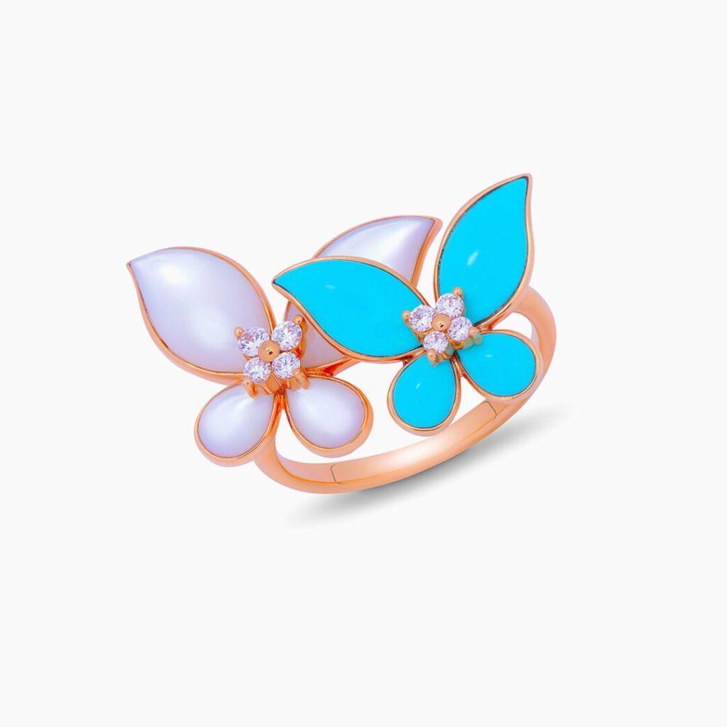 Mother of pearl colorful butterfly Ring Dubai
