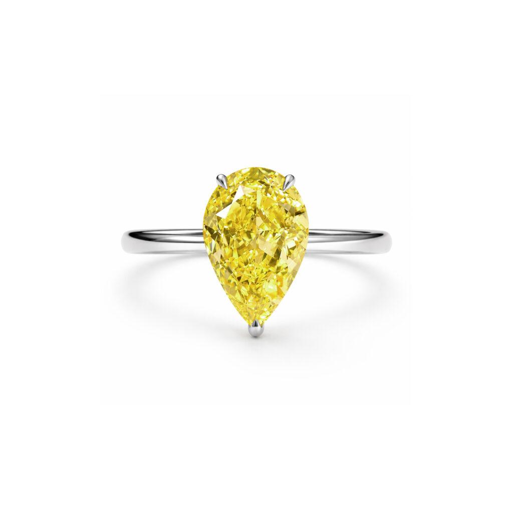 Natural Yellow Pear shape Diamond Ring