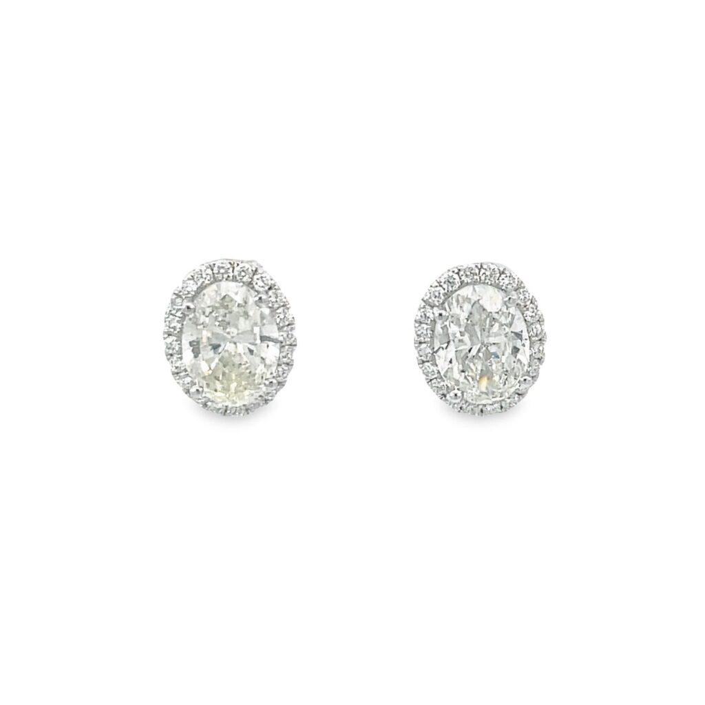 Oval Diamond Earrings with Halo Dubai
