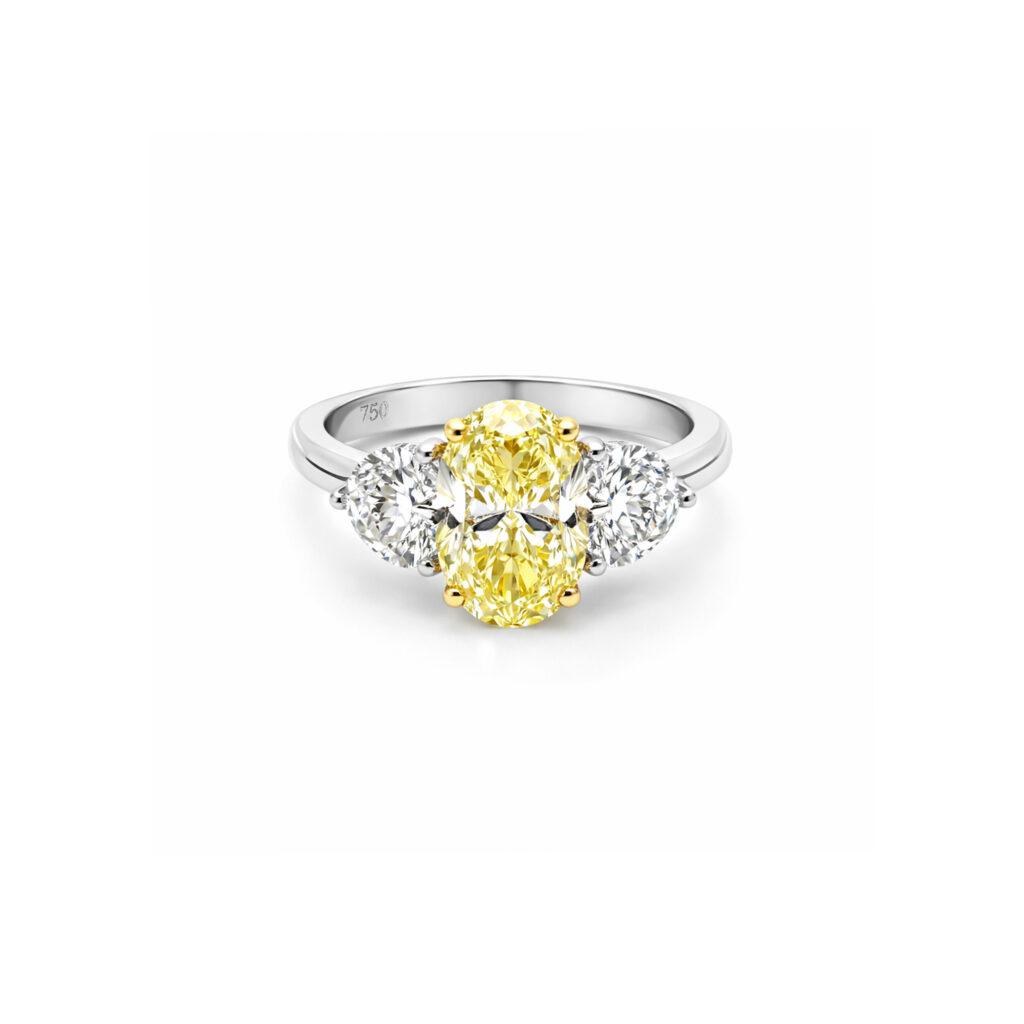 Oval diamond ring With Shoulder diamonds