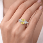Oval diamond ring With Shoulder diamonds Dubai