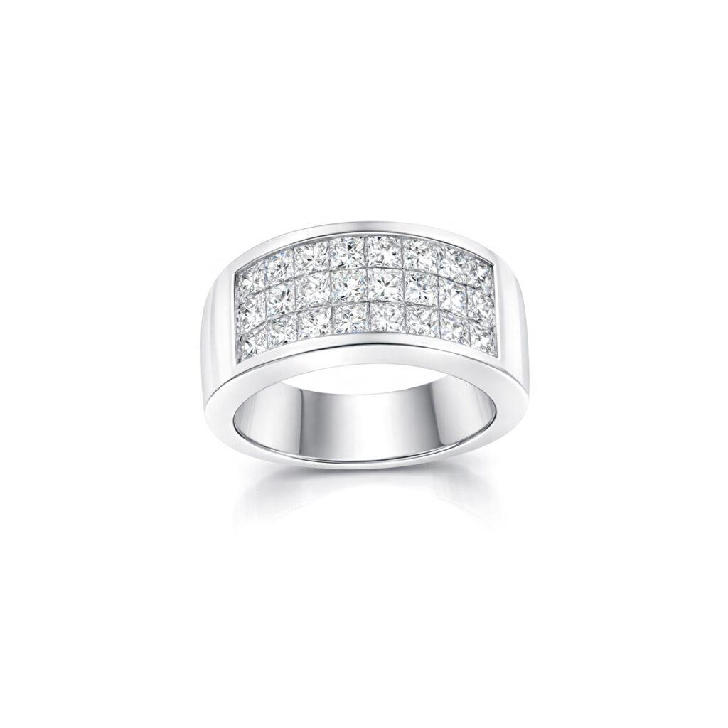 Princess Cut Invisible setting Diamond Ring