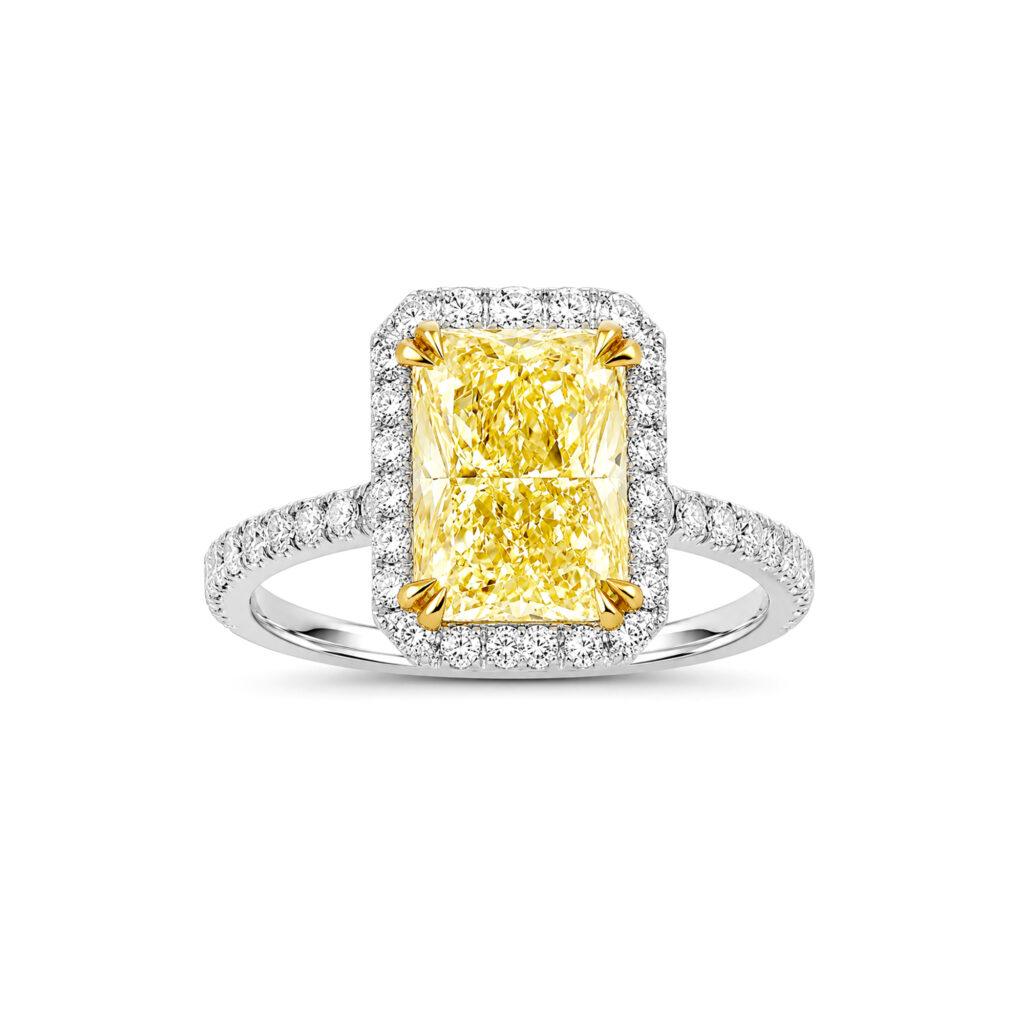 Radiant cut Yellow Diamond ring Dubai