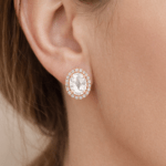 Rose Cut Diamond Halo Set Ear Studs Dubai
