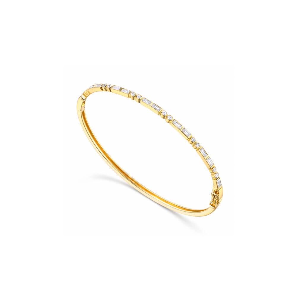 Round and baguette Diamond Bangle Dubai