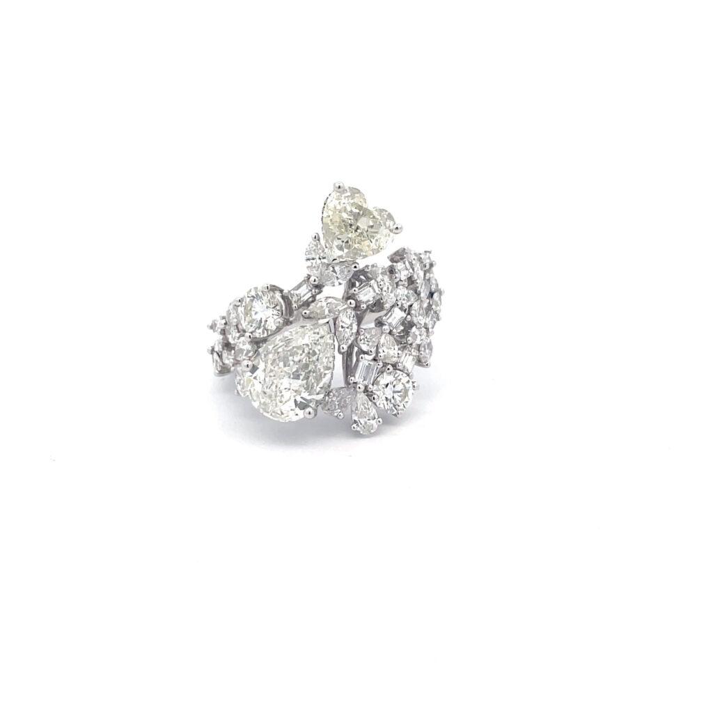 Fancy shape diamond cluster ring Dubai