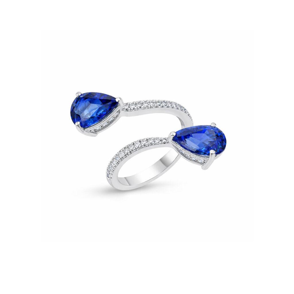 Sapphire Azure Teardrop Ring Dubai