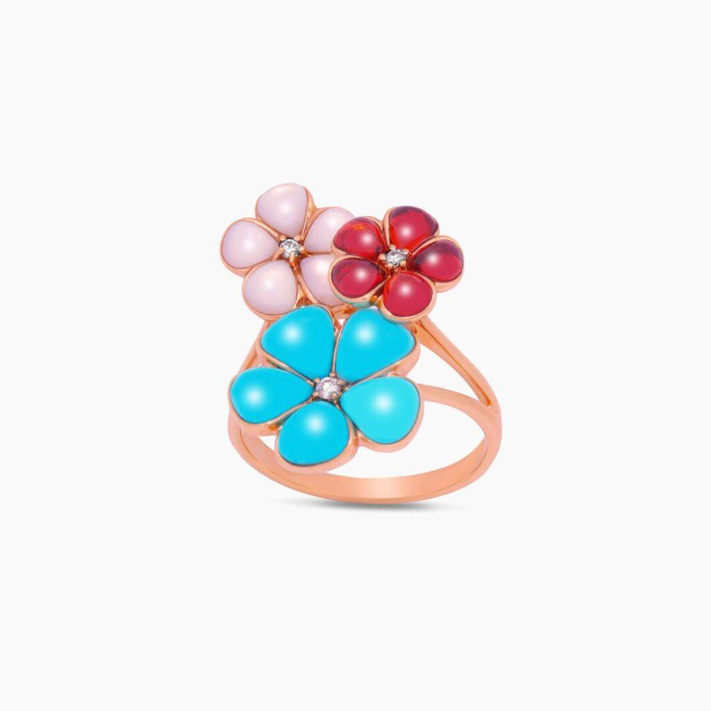 Tri color flower Ring Dubai
